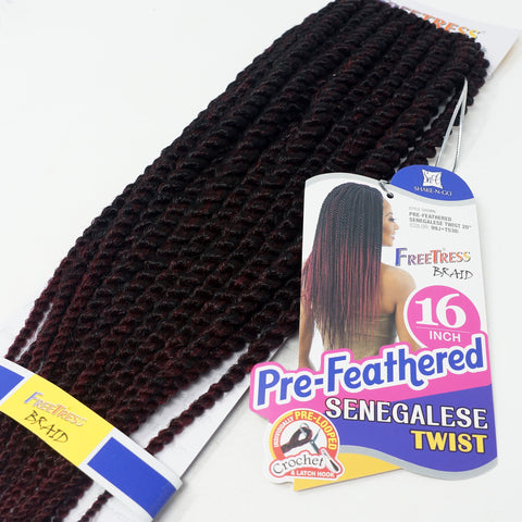 Freetress Pre-Looped Crochet Braid - PRE-FEATHERED SENEGALESE TWIST 16" Freetress Pre-Looped Crochet Braid - PRE-FEATHERED SENEGALESE TWIST 16"