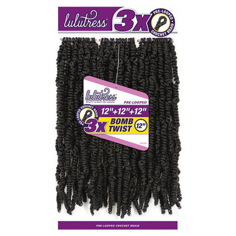 Sensationnel Lulutress Pre-Looped Crochet Braid - 3X BOMB TWIST 12" Sensationnel Lulutress Pre-Looped Crochet Braid - 3X BOMB TWIST 12"