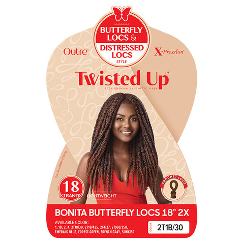 Outre X-Pression Twisted Up Destressed Loop Crochet Braid - 2X BONITA BUTTERFLY LOCS 18" Outre X-Pression Twisted Up Destressed Loop Crochet Braid - 2X BONITA BUTTERFLY LOCS 18"