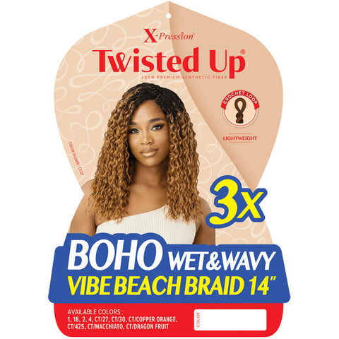 Outre X-Pression Twisted Up Pre-Loop Crochet Braid - BOHO WET & WAVY VIBE BEACH BRAID 14 3X Outre X-Pression Twisted Up Pre-Loop Crochet Braid - BOHO WET & WAVY VIBE BEACH BRAID 14 3X