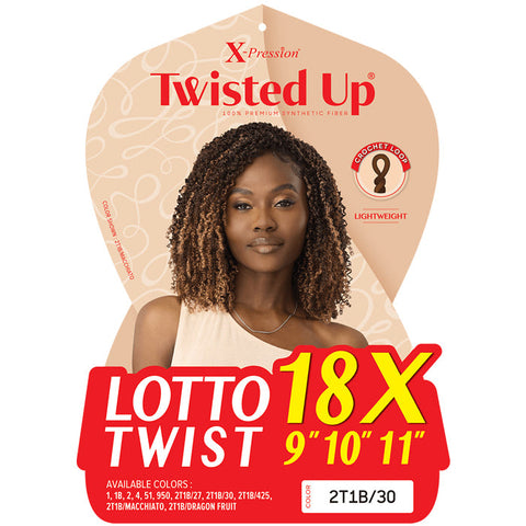 X-Pression Twisted Up Pre-Looped Crochet Braids - LOTTO TWIST 9/10/11" 18X By Outre X-Pression Twisted Up Pre-Looped Crochet Braids - LOTTO TWIST 9/10/11" 18X By Outre