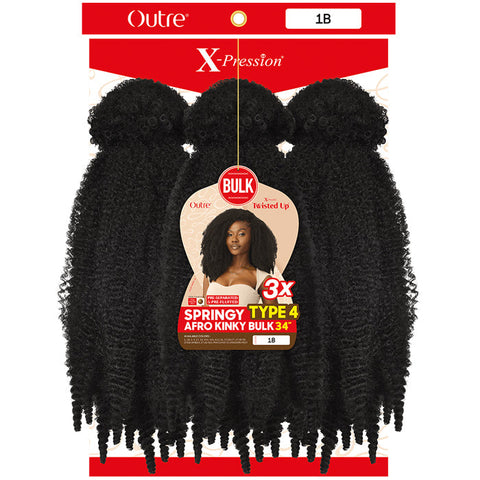 X-Pression Twisted Up Bulk Braids - TYPE 4 SPRINGY AFRO KINKY BULK 34" 3X by Outre X-Pression Twisted Up Bulk Braids - TYPE 4 SPRINGY AFRO KINKY BULK 34" 3X by Outre