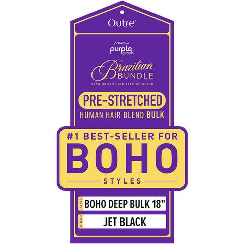 Outre Purple Pack Brazilian Bundle 100% Human Hair Blend Pre-Stretched Braid - BOHO DEEP BULK 18" Outre Purple Pack Brazilian Bundle 100% Human Hair Blend Pre-Stretched Braid - BOHO DEEP BULK 18"