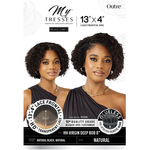 Outre My Tresses Black Label Glueless 100% Unprocessed Human Hair 13x4 HD Lace Front Wig - HH-VIRGIN DEEP BOB 8" Outre My Tresses Black Label Glueless 100% Unprocessed Human Hair 13x4 HD Lace Front Wig - HH-VIRGIN DEEP BOB 8"