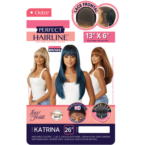Outre Perfect Hairline Glueless 13x6 HD Lace Front Wig - KATRINA - Salon-Styled Bangs Outre Perfect Hairline Glueless 13x6 HD Lace Front Wig - KATRINA - Salon-Styled Bangs