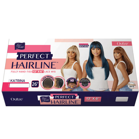 Outre Perfect Hairline Glueless 13x6 HD Lace Front Wig - KATRINA - Salon-Styled Bangs Outre Perfect Hairline Glueless 13x6 HD Lace Front Wig - KATRINA - Salon-Styled Bangs