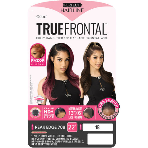 Outre Prefect Hairline True Frontal Glueless 13x6 HD Pre-Shaped Widow's Peak Lace Front Wig - PEAK EDGE 708 Outre Prefect Hairline True Frontal Glueless 13x6 HD Pre-Shaped Widow's Peak Lace Front Wig - PEAK EDGE 708
