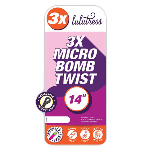Sensationnel Lulutress Pre-Looped Crochet Braid - 3X MICRO BOMB TWIST 14" Sensationnel Lulutress Pre-Looped Crochet Braid - 3X MICRO BOMB TWIST 14"