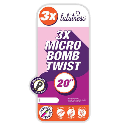 Sensationnel Lulutress Pre-Looped Crochet Braid - 3X MICRO BOMB TWIST 20" Sensationnel Lulutress Pre-Looped Crochet Braid - 3X MICRO BOMB TWIST 20"