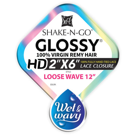 Shake N Go Glossy 100% Virgin Remy Hair A+ Wet & Wavy HD 2x6 Lace Closure - LOOSE WAVE 12" Shake N Go Glossy 100% Virgin Remy Hair A+ Wet & Wavy HD 2x6 Lace Closure - LOOSE WAVE 12"