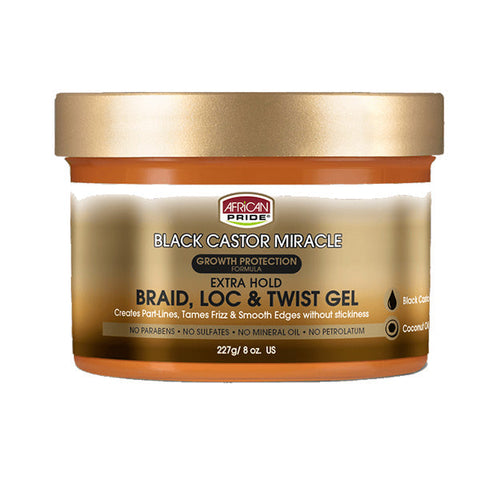 African Pride Black Castor Miracle Braid Loc & Twist Gel 8oz African Pride Black Castor Miracle Braid Loc & Twist Gel 8oz