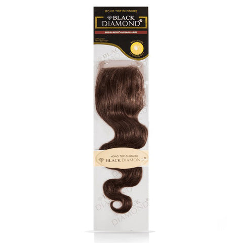 Black Diamond 100% Remi Human Hair Mono Top Closure - WAVY 12" Black Diamond 100% Remi Human Hair Mono Top Closure - WAVY 12"