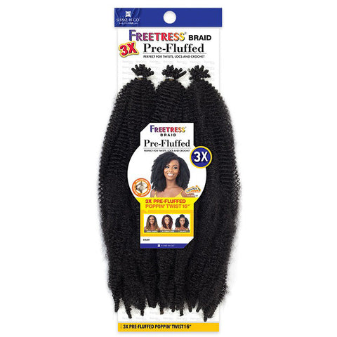 Freetress Pre-Looped Crochet Braid - 3X PRE-FLUFFED POPPIN TWIST 16" Freetress Pre-Looped Crochet Braid - 3X PRE-FLUFFED POPPIN TWIST 16"