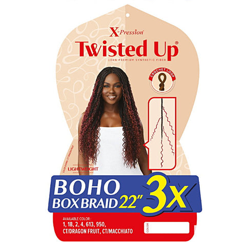 Outre X Pression Twisted Up Crochet Braid - 3X BOHO BOX BRAID 22" Outre X Pression Twisted Up Crochet Braid - 3X BOHO BOX BRAID 22"
