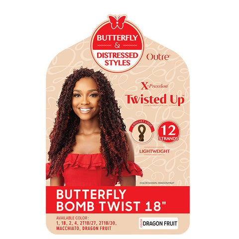 Outre X-Pression Twisted Up Pre-Looped Crochet Braids - BUTTERFLY BOMB TWIST 18" Outre X-Pression Twisted Up Pre-Looped Crochet Braids - BUTTERFLY BOMB TWIST 18"