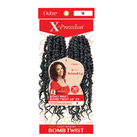 Outre X-Pression Twisted Up Pre-Looped Crochet Braids - BOHO WAVY BOMB TWIST 10" 2X Outre X-Pression Twisted Up Pre-Looped Crochet Braids - BOHO WAVY BOMB TWIST 10" 2X