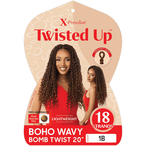 Outre X-Pression Twisted Up Pre-Looped Crochet Braid - BOHO WAVY BOMB TWIST 20" Outre X-Pression Twisted Up Pre-Looped Crochet Braid - BOHO WAVY BOMB TWIST 20"