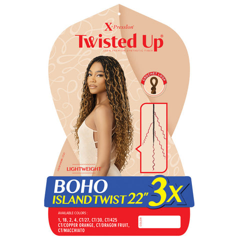 Outre X-Pression Twisted Up Pre-Loop Crochet Braid - BOHO ISLAND TWIST 22 3X Outre X-Pression Twisted Up Pre-Loop Crochet Braid - BOHO ISLAND TWIST 22 3X