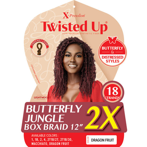 Outre X-Pression Twisted Up Pre-Looped Crochet Braids - BUTTERFLY JUNGLE BOX BRAID 12" 2X Outre X-Pression Twisted Up Pre-Looped Crochet Braids - BUTTERFLY JUNGLE BOX BRAID 12" 2X