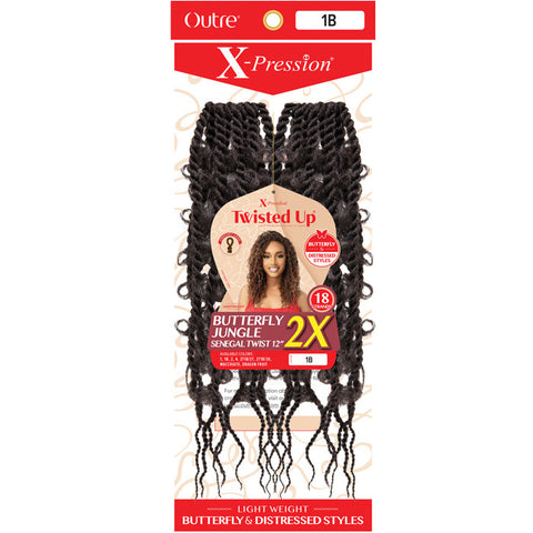 Outre X-Pression Twisted Up Pre-Looped Crochet Braids - BUTTERFLY JUNGLE SENEGAL TWIST 12" 2X Outre X-Pression Twisted Up Pre-Looped Crochet Braids - BUTTERFLY JUNGLE SENEGAL TWIST 12" 2X