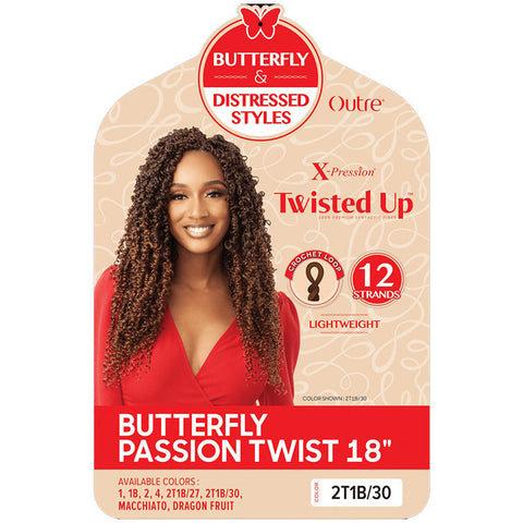 Outre X-Pression Twisted Up Pre-Looped Crochet Braids  - BUTTERFLY PASSION TWIST 18" Outre X-Pression Twisted Up Pre-Looped Crochet Braids  - BUTTERFLY PASSION TWIST 18"