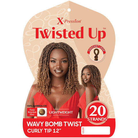 Outre X-Pression Twisted Up Pre-Looped Crochet Braid - WAVY BOMB TWIST CURLY TIP 12" Outre X-Pression Twisted Up Pre-Looped Crochet Braid - WAVY BOMB TWIST CURLY TIP 12"