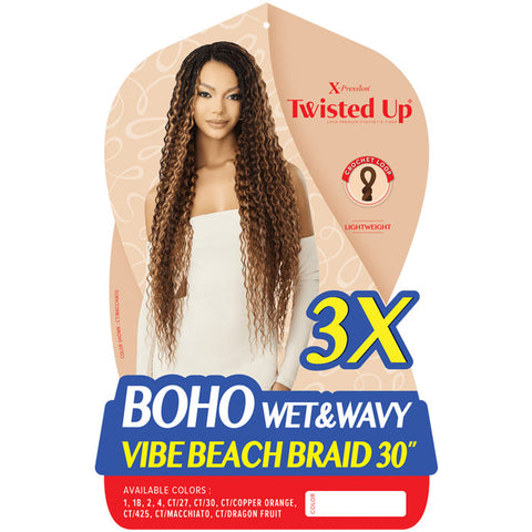 Outre X-Pression Twisted Up Pre-Loop Crochet Braid - BOHO WET&WAVY VIBE BEACH BRAID 30" 3X Outre X-Pression Twisted Up Pre-Loop Crochet Braid - BOHO WET&WAVY VIBE BEACH BRAID 30" 3X