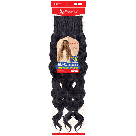Outre X-Pression Twisted Up Pre-Loop Crochet Braid - BOHO WET&WAVY VIBE OCEAN BRAID 24" 3X Outre X-Pression Twisted Up Pre-Loop Crochet Braid - BOHO WET&WAVY VIBE OCEAN BRAID 24" 3X