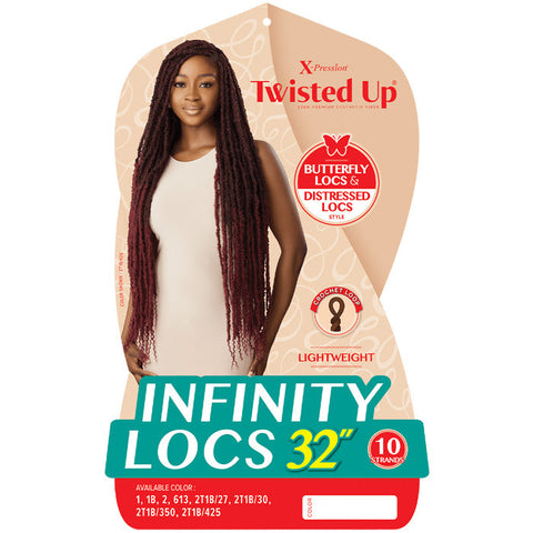 Outre X-Pression Twisted Up Distressed Butterfly Pre-Looped Crochet Braid - INFINITY LOCS 32" Outre X-Pression Twisted Up Distressed Butterfly Pre-Looped Crochet Braid - INFINITY LOCS 32"