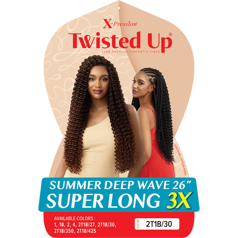 Outre X-Pression Twisted Up Crochet Braids 3X - SUMMER DEEP WAVE 26 SUPER LONG Outre X-Pression Twisted Up Crochet Braids 3X - SUMMER DEEP WAVE 26 SUPER LONG