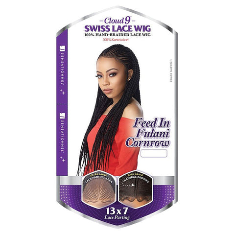 Sensationnel Cloud 9 Swiss Lace 100% Hand Braided 13x7 Lace Front Wig - FEED IN FULANI CORNROW Sensationnel Cloud 9 Swiss Lace 100% Hand Braided 13x7 Lace Front Wig - FEED IN FULANI CORNROW