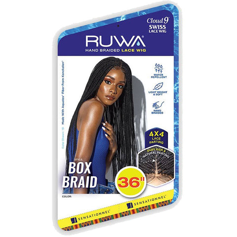 Sensationnel Cloud 9 Ruwa 4x4 Swiss Lace Hand-Braided Front Wig - BOX BRAID 36" Sensationnel Cloud 9 Ruwa 4x4 Swiss Lace Hand-Braided Front Wig - BOX BRAID 36"