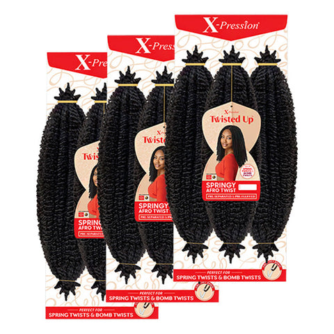 OUTRE X-PRESSION TWISTED UP CROCHET BRAID - 3X SPRINGY AFRO TWIST 24" 3PACKS OUTRE X-PRESSION TWISTED UP CROCHET BRAID - 3X SPRINGY AFRO TWIST 24" 3PACKS