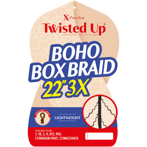 Outre X Pression Twisted Up Crochet Braid - 3X BOHO BOX BRAID 22" Outre X Pression Twisted Up Crochet Braid - 3X BOHO BOX BRAID 22"