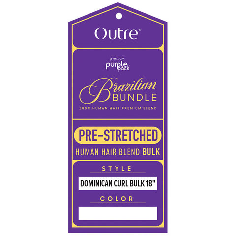 Outre Purple Pack Brazilian Bundle 100% Human Hair Blend Pre-Stretched Braid - DOMINICAN CURL BULK 10/14/18/24" Outre Purple Pack Brazilian Bundle 100% Human Hair Blend Pre-Stretched Braid - DOMINICAN CURL BULK 10/14/18/24"