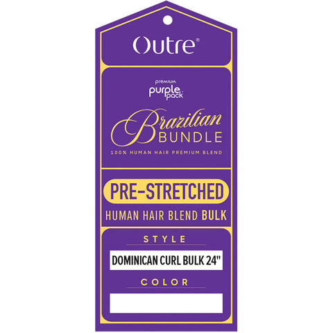 Outre Purple Pack Brazilian Bundle 100% Human Hair Blend Pre-Stretched Braid - DOMINICAN CURL BULK 10/14/18/24" Outre Purple Pack Brazilian Bundle 100% Human Hair Blend Pre-Stretched Braid - DOMINICAN CURL BULK 10/14/18/24"