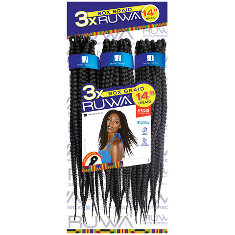 Sensationnel Ruwa Crochet Pre-Looped Braids - 3X Box Braid (14"/18") Sensationnel Ruwa Crochet Pre-Looped Braids - 3X Box Braid (14"/18")