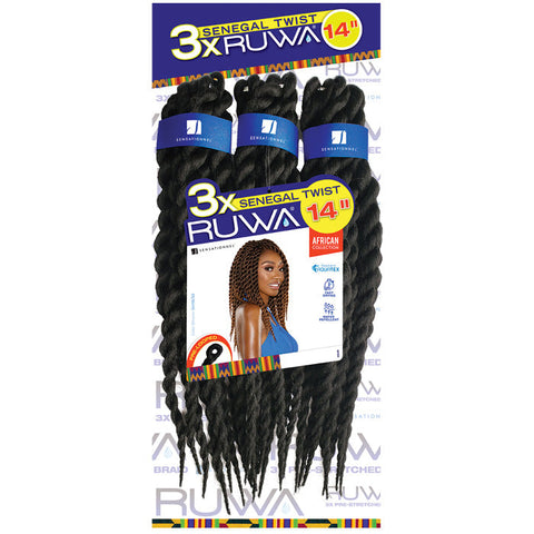Sensationnel Ruwa Crochet Pre-Looped Braids - 3X SENEGAL TWIST 14" Sensationnel Ruwa Crochet Pre-Looped Braids - 3X SENEGAL TWIST 14"