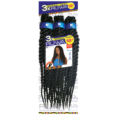 Sensationnel Ruwa Crochet Pre-Looped Braids - 3X SENEGAL TWIST 18" Sensationnel Ruwa Crochet Pre-Looped Braids - 3X SENEGAL TWIST 18"