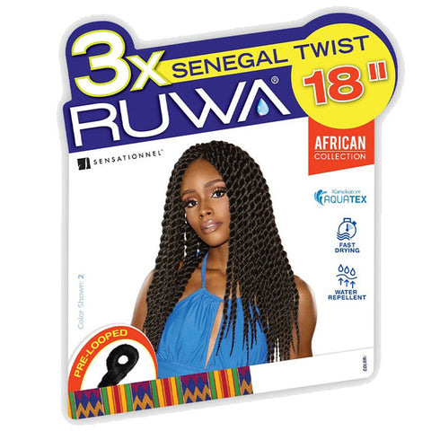Sensationnel Ruwa Crochet Pre-Looped Braids - 3X SENEGAL TWIST 18" Sensationnel Ruwa Crochet Pre-Looped Braids - 3X SENEGAL TWIST 18"