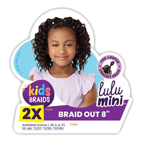 Sensationnel Kids Braids Lulu Mini Pre-looped Crochet Braids - 2X BRAID OUT 8 Sensationnel Kids Braids Lulu Mini Pre-looped Crochet Braids - 2X BRAID OUT 8