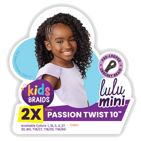 Sensationnel Lulu Mini Kids Pre-Looped Crochet Braid - PASSION TWIST 10" 2X Sensationnel Lulu Mini Kids Pre-Looped Crochet Braid - PASSION TWIST 10" 2X