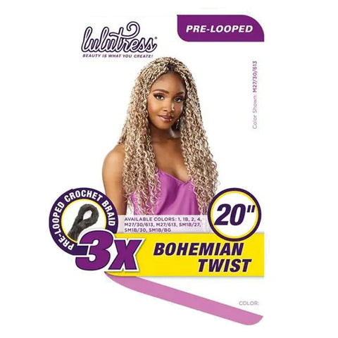 Sensationnel Lulutress Pre-Looped Crochet Braid - 3X BOHEMIAN TWIST 20" Sensationnel Lulutress Pre-Looped Crochet Braid - 3X BOHEMIAN TWIST 20"