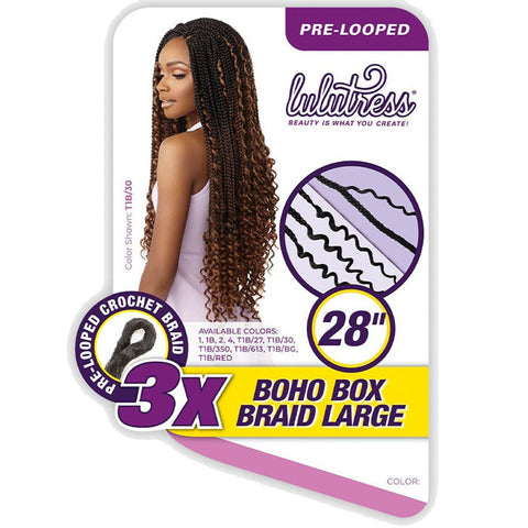 Sensationnel Lulutress 3X Pre-Looped Crochet Braids - BOHO BOX BRAID LARGE 28" Sensationnel Lulutress 3X Pre-Looped Crochet Braids - BOHO BOX BRAID LARGE 28"