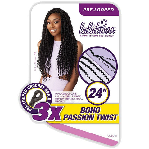 Sensationnel Lulutress Pre-Looped Crochet Braid - 3X BOHO PASSION TWIST 24" Sensationnel Lulutress Pre-Looped Crochet Braid - 3X BOHO PASSION TWIST 24"