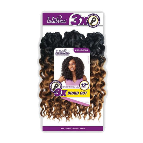 Sensationnel Lulutress Pre-Looped Crochet Braid Bundle - 3X BRAID OUT 12" Sensationnel Lulutress Pre-Looped Crochet Braid Bundle - 3X BRAID OUT 12"