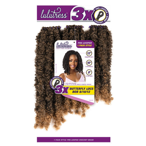 Sensationnel Lulutress Pre-Looped Crochet Braids 1 Pack Style - 3X BUTTERFLY LOCS BOB 8/10/12 Sensationnel Lulutress Pre-Looped Crochet Braids 1 Pack Style - 3X BUTTERFLY LOCS BOB 8/10/12