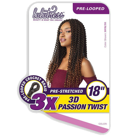 Sensationnel Lulutress Pre-Looped Pre-Stretched Crochet Braids - 3X 3D PASSION TWIST 18" Sensationnel Lulutress Pre-Looped Pre-Stretched Crochet Braids - 3X 3D PASSION TWIST 18"