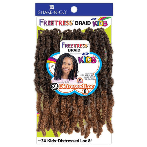 Freetress For Kids Pre-Looped Crochet Braids - 3X DISTRESSED LOC 8" Freetress For Kids Pre-Looped Crochet Braids - 3X DISTRESSED LOC 8"