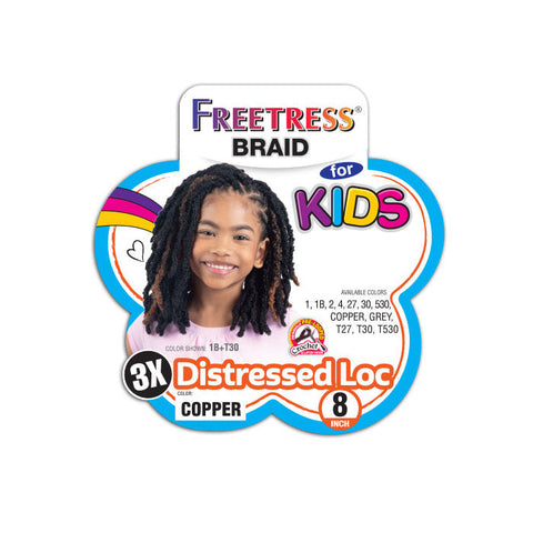 Freetress For Kids Pre-Looped Crochet Braids - 3X DISTRESSED LOC 8" Freetress For Kids Pre-Looped Crochet Braids - 3X DISTRESSED LOC 8"